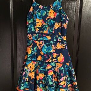 GB girls Navy Floral Tiered Sundress with Bright Accents